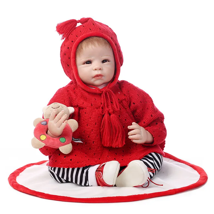 

boneca reborn children birthday gift 55cm baby-reborn dolls for baby toys rooed hair red