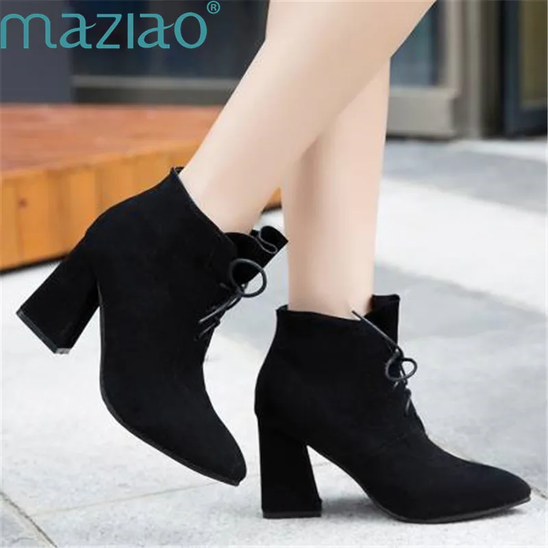 

Ankle Boots for Women Cross Straps Rubber Super High Heel Casual Sexy Party Winter Boots Women Warm Snow Shoes MAZIAO
