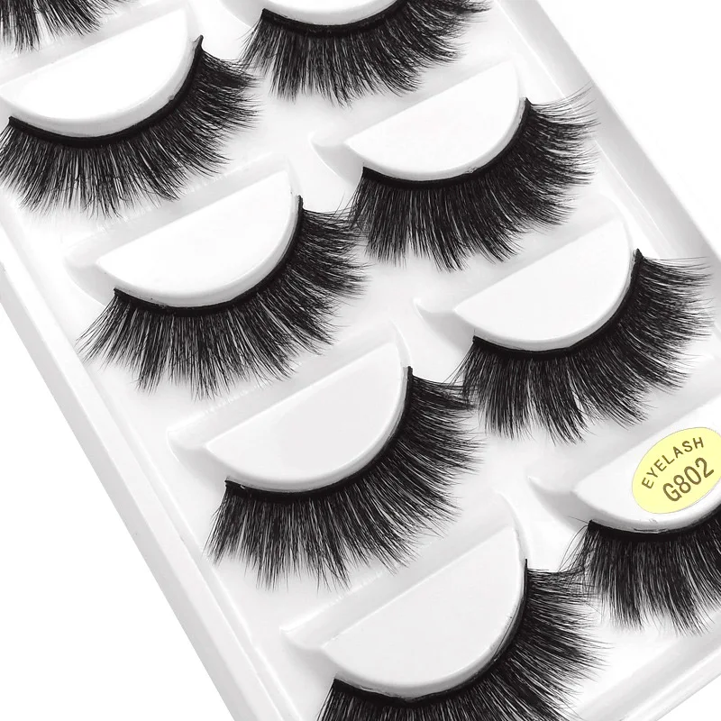 

5 Pairs/Set 100% Siberian Mink Fur 3D False Eyelashes Messy Fluffy Long Cross Lashes For Professional Make Up