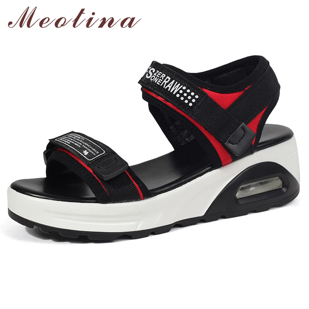 

Meotina Summer Sandals Women Shoes Sneakers Mixed Colors Flat Platform Shoes Casual Open Toe Sandals Ladies New Black Size 35-40
