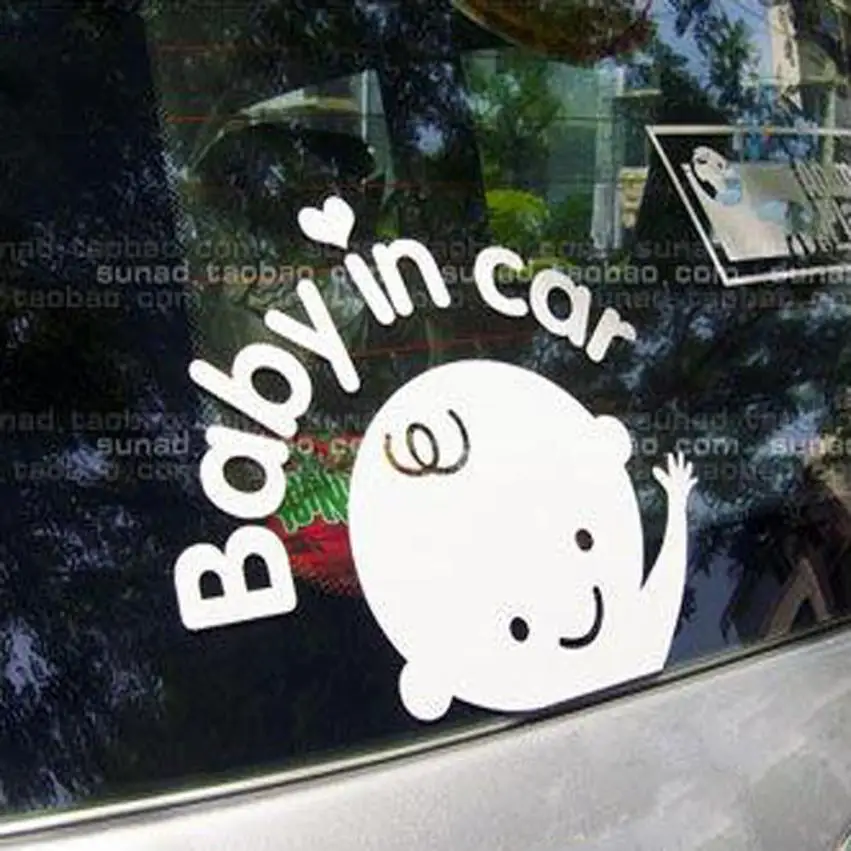 

car-styling Inner Vehicle Deroratives Cute Sipmle Baby In Car Waving Baby on Board Safety Sign Car Decal / Sticker