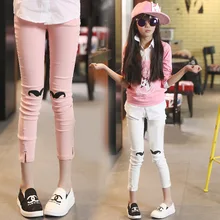 Детские Весенние длинные штаны с усами для девочек; эластичные узкие брюки; ; брюки Kds