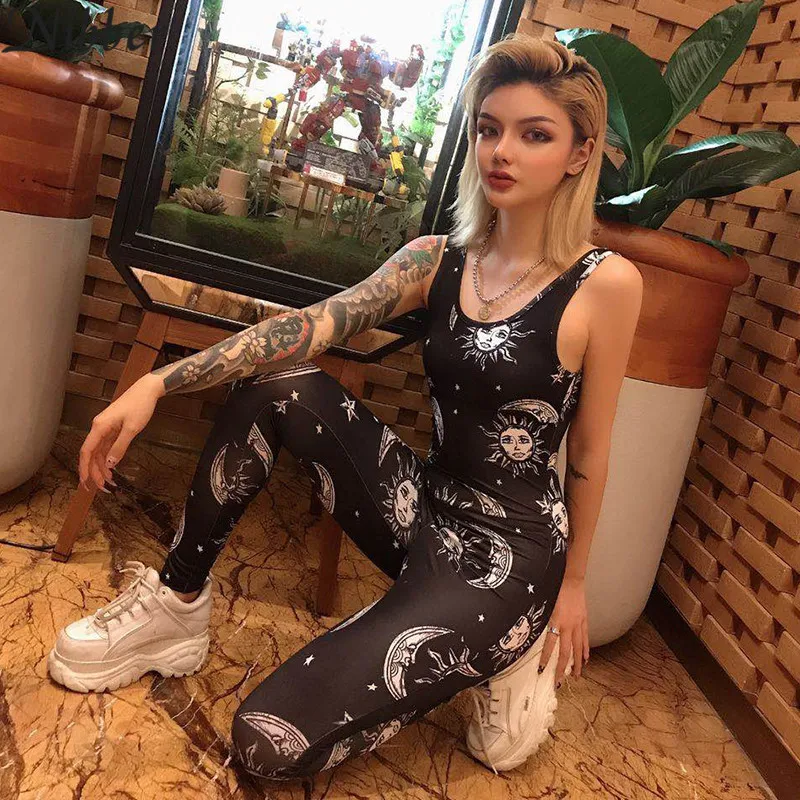 2019 Весна-осень Черный Bodycon Street Повседневное комбинезон Штаны для Для женщин без рукавов Комбинезоны для фитнеса Для женщин s уличный