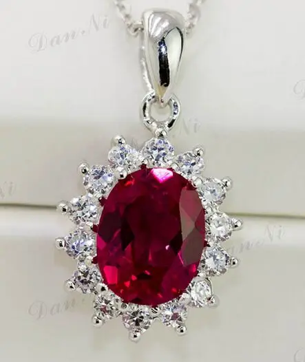 

free shipping 925 silver Micro Pave Thai red corundum pendant
