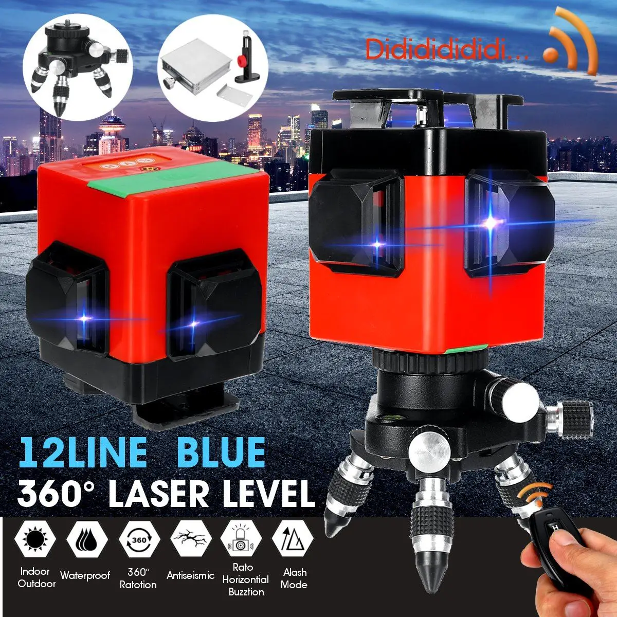 

Blue 12Lines 3D Laser Level Self-Leveling 360 degre Horizontal & Vertical Cross Powerful Detector With remote control