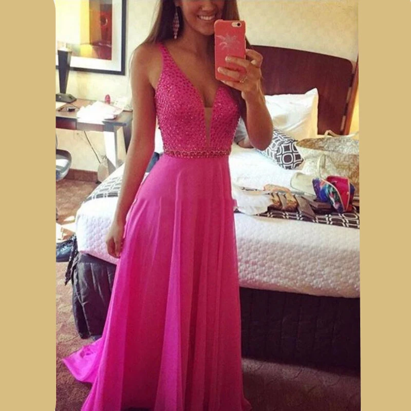 Vestidos de fiesta largos fucsia Clearance