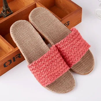 

Suihyung New Indoor Slippers Women Summer Shoes Breathable Linen Open Toe House Flip Flops Home Casual Ladies Soft Bottom Sandal