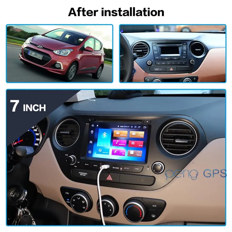 Perfect Android 9.0 4+32GB Car DVD Player for Hyundai I10 I-10 2013 2014 2015 2016+ Radio GPS map Navigation with Mirroring link RDS PX5 2