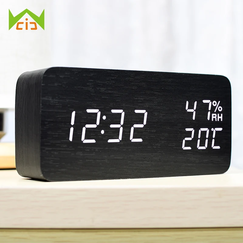 

WCIC LED Digital Alarm Clocks Sounds Control Desktop Despertador Relative Humidity Temperature Table LED Display Digital Clocks