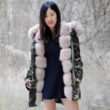 Cx-g-p-03 Для женщин длинные Стиль большой Лисий меховой воротник с капюшоном модные женские пальто Мужские парки Роскошные кролика рекс Мех животных пальто зимнее