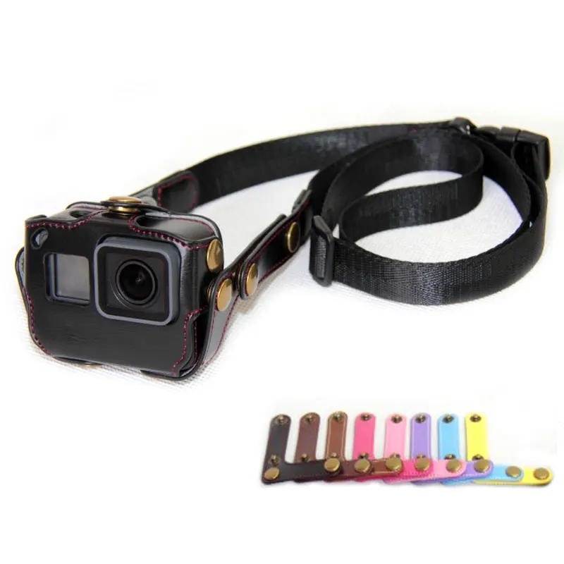 Высококачественный защитный кожаный чехол-сумка для камеры GoPro Hero 5 Black с ремешком для шейного ремня/нагрудного ремня/плечевого ремня