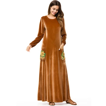 

Kaftan Abaya Dubai Turkey Arabic Velvet Embroidery Muslim Hijab Dress Abayas Women Jilbab Robe Musulmane Longue Islamic Clothing