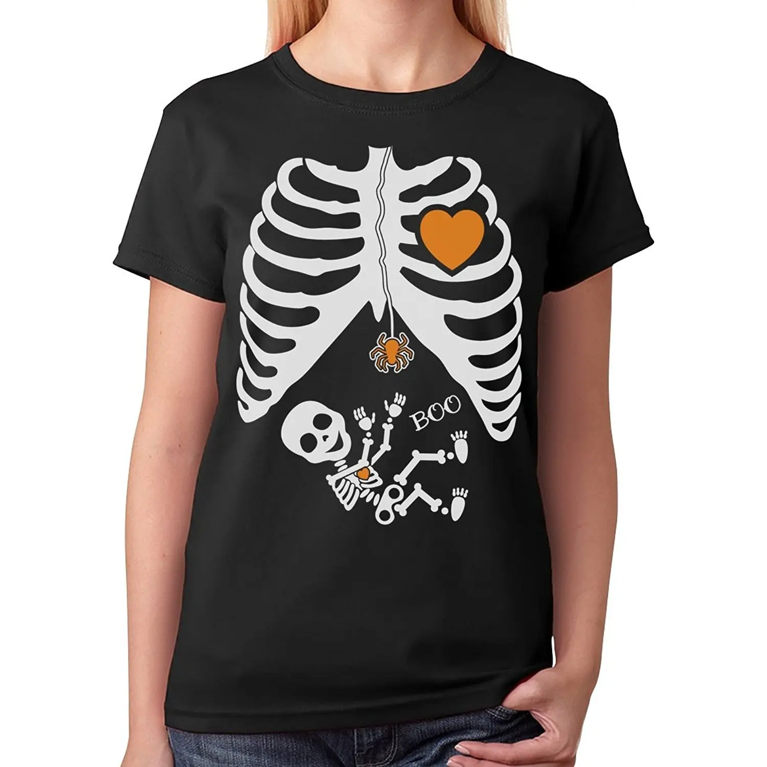 Halloween - Pregnant Skeleton Xray Costume Women T-Shirt Good Quality Brand Tshirts Women Cotton Top for Lady Fashion Summer