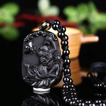 

can choose style black stone Pendant 12 Chinese zodiac monkey Belong phase mascot necklace