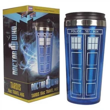 Heißer Verkauf Arzt Dr. Who Tardis Kaffeetasse Mit Deckel Kaffee Flasche Edelstahl Innen Thermosbecher 450 ml Kreative geschenke
