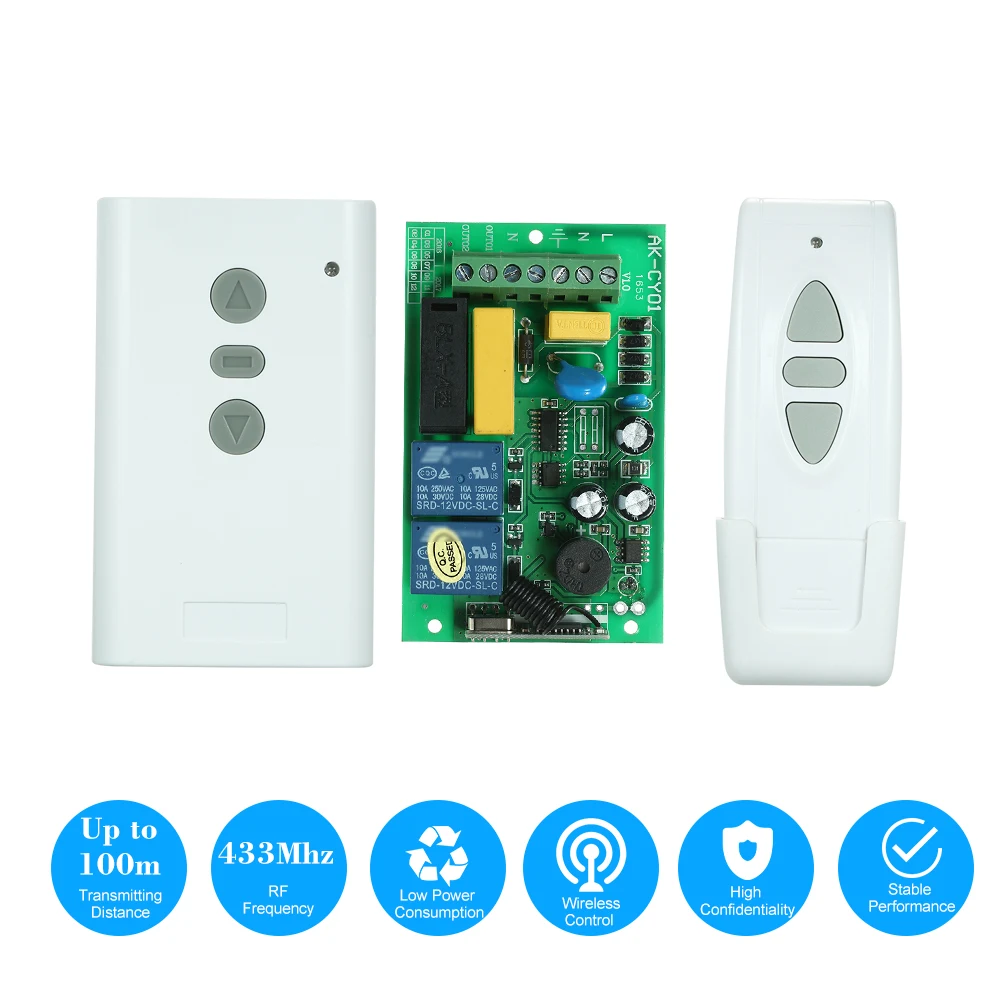 

2CH 433MHz Intelligent RF Wireless Remote Control Switch System 3 Key RF 433MHz Transmitter Remote Controller 1527 Chip