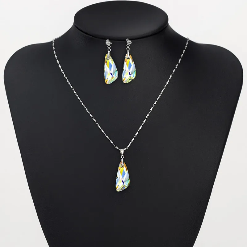 Neoglory Ювелирные наборы с серьгами и ожерельем, прозрачные для женщин, новинка, подарки, украшенные кристаллами Swarovski
