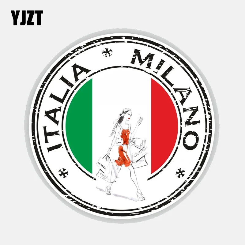 Yjzt 13.9Cm * 13.9Cm Personalità Moto Italia Milano Falg Casco Adesivo Per Auto Decalcomania 6-2758
