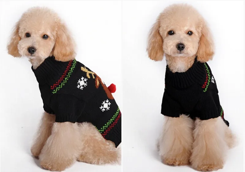 Милый вязаный свитер для питомцев, собак, кошек, одежда для маленьких собак, пальто, куртка, Такса, чихуахуа, Рождественский костюм северного оленя, одежда