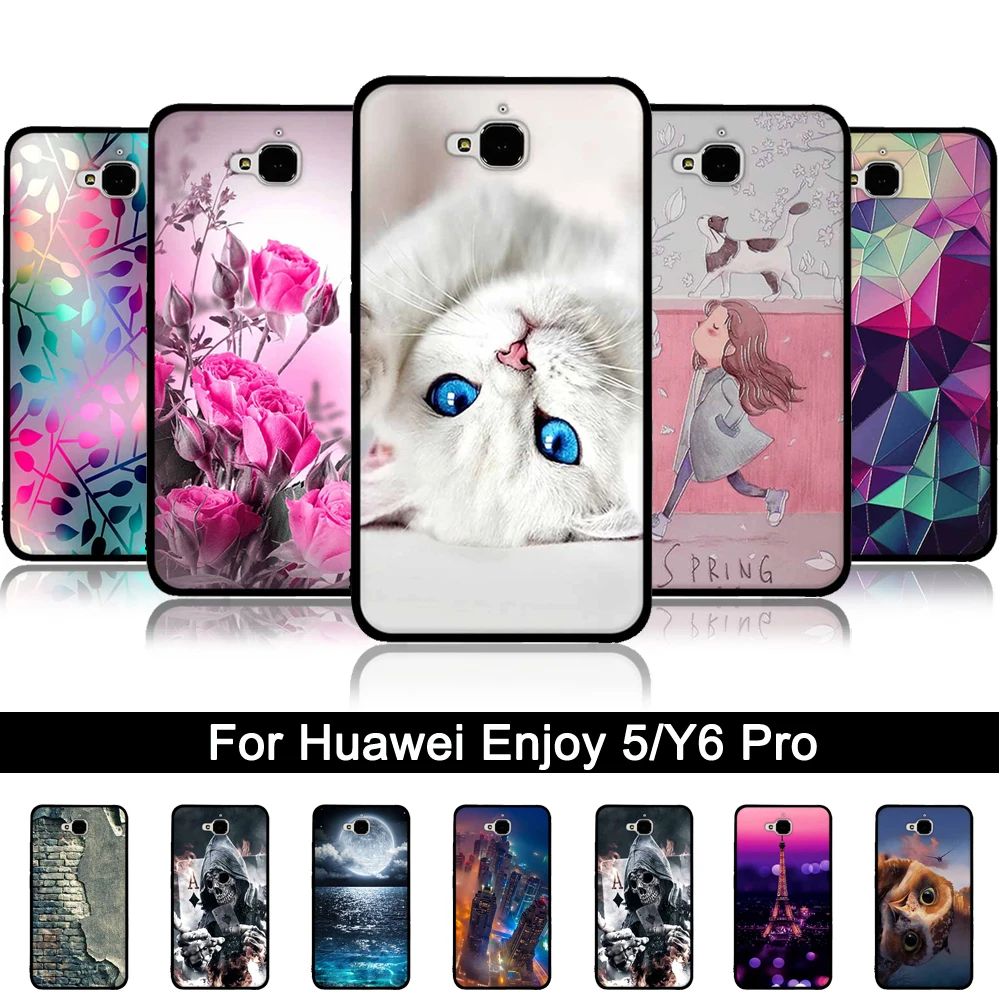 

TPU Case For Huawei Honor 4c Pro Y6 Pro Soft Silicone Back Phone Cover 3D Relief Stereo Cases For Huawei y6pro Enjoy 5 Shell Bag