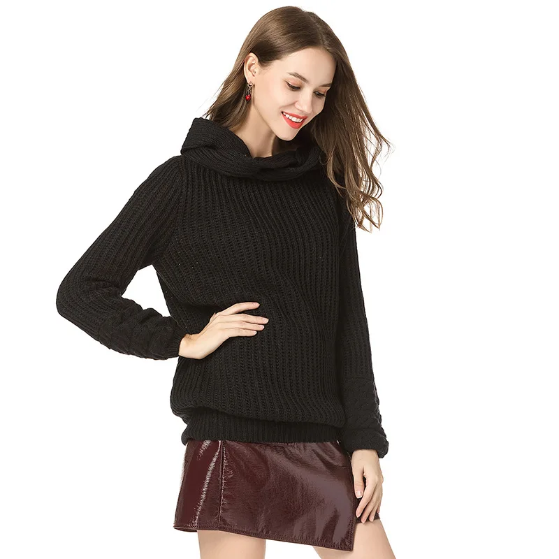 Autumn Women Long Sweater Female Pullovers Slash Neck Slim Sweatesr 2018 Winter New Fashion Solid Color Lady Basic Sweaters