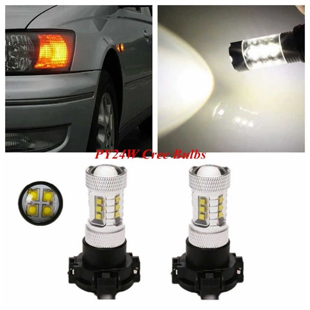 2 X Canbus Error Free Bianco/Ambra/Arancione Py24W 5200S 80W Perfettamente Per Audi Bmw Mercedes Cree Chip Led Indicatori Di Direzione Anteriori
