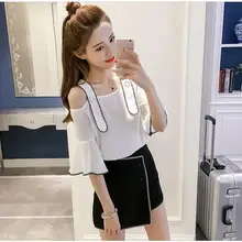 В году новое слово Han Fan шифон без подкладки верхняя одежда плеча dewy плеча рубашка Джокер Контрактная рубашка