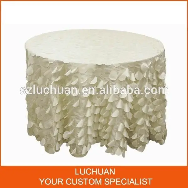 Fancy Custom made Color Taffeta White Laser Petal Table Clothin