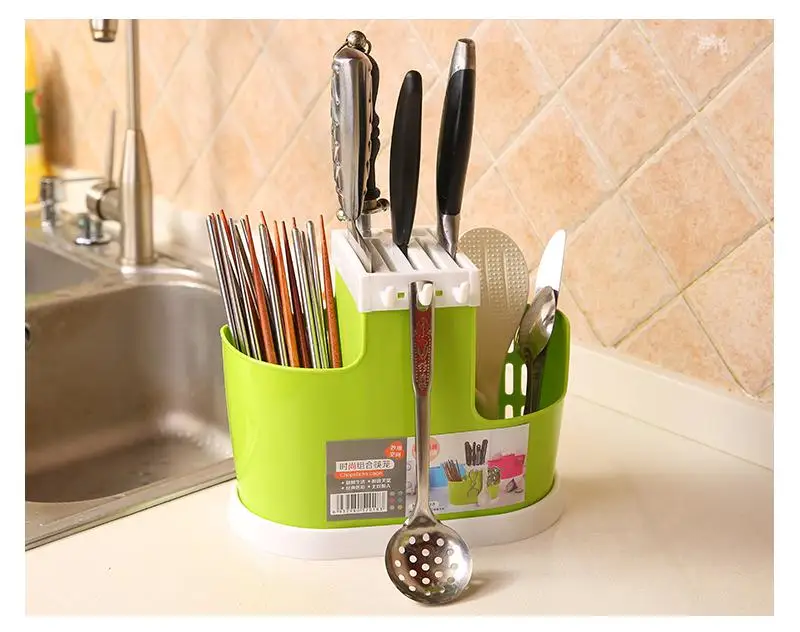 

Multifunction Knife Holder Plastic Block Bar Dividing Grid Barrel Chopsticks Cage Cutlery holder Stand For knives Kitchen Tools