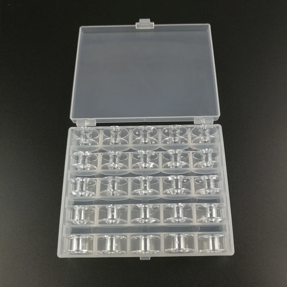 Шпулька Чехол коробка с 25 пустыми прозрачными шпульками для Brother для Singer швейная машина коробка для бобин органайзер для катушек швейные инструменты
