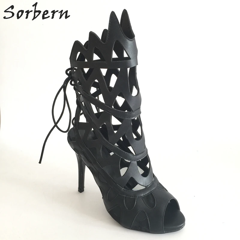 

Soerben Black Summer Women Shoes Size 13 Sandals For Women See Through Mesh Shoes Custom Colors Eu34-46 Sandals Woman Open Toe