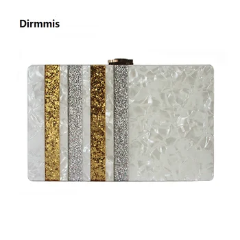 

2020 New Acrylic Brand Fashion Women Evening Bags Gold Silver Striped Luxury Sequin Woman Handbag Vintage Casual Wedding Clutch