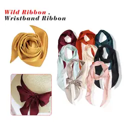 Женская модная квадратная повязка на голову, шелковая элегантная узкая атласная повязка для волос, однотонная цветная бандана из пашмины