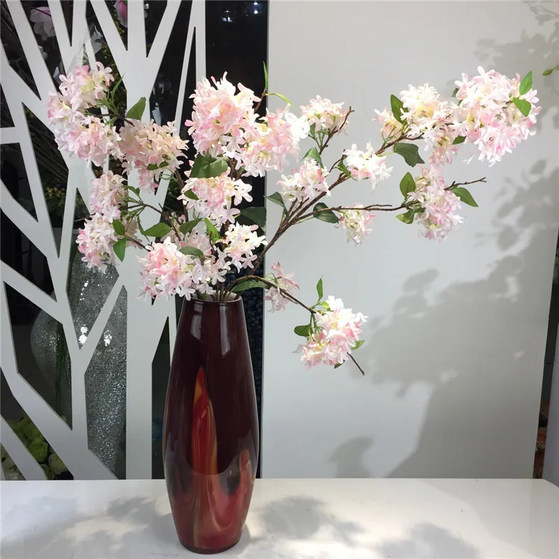 Flone 4 Branch Artificial Lilac Flowers Simulation Cherry Bouquet Fake Silk Flower Wedding Home Party Decor Floral Arrangement (1)