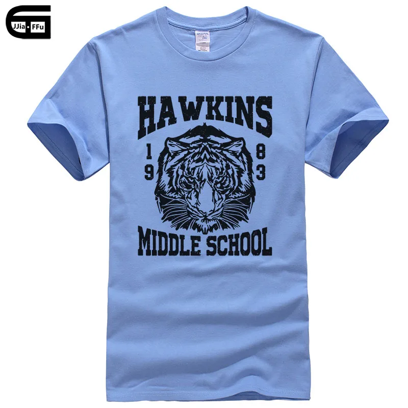 Летние Стильные футболки для мужчин Hawkins Middle School Tiger 1983, футболка с принтом, Повседневная футболка из хлопка T234