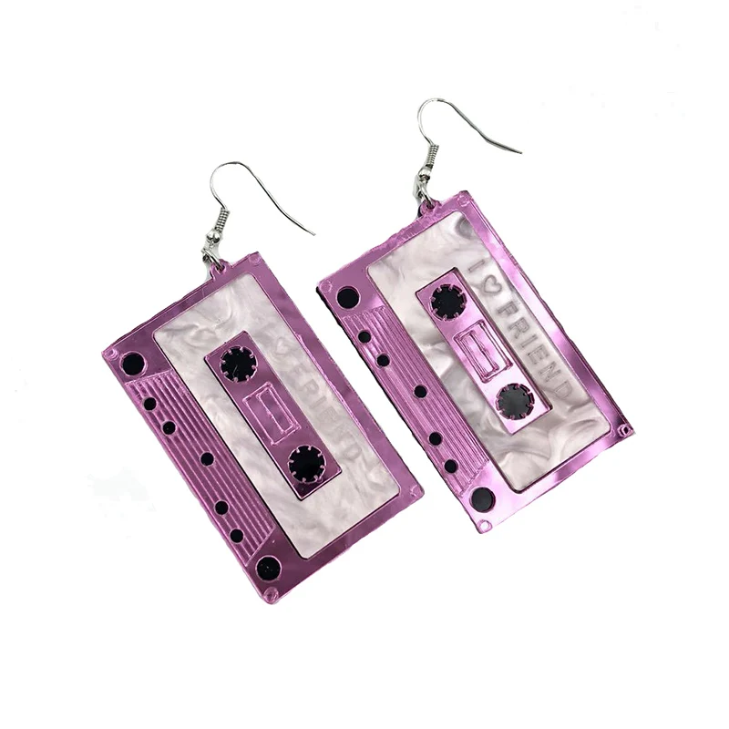 Креативная Мода Ночной клуб кассета персонализованные серьги-капли акриловая лента серьги для женщин вечерние Гипербола уха ювелирные изделия