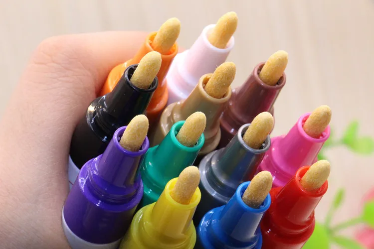 12 яркие цветные водостойкие краска на масляной основе маркеры для DIY Скрапбукинг альбом автомобиль граффити рисунок канцелярские Декор Ручки