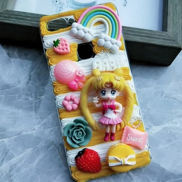 

New For oneplus 5/5T DIY case, 3D sailor moon cover for oneplus5T handmade cream candy cartoon case for oneplus 6 /5t girl gift