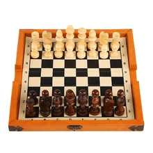 Classic Portable Folding Chess Set Solid Wood Chessboard Mounted Synthetic Leather Table China Leather National Style Board Game