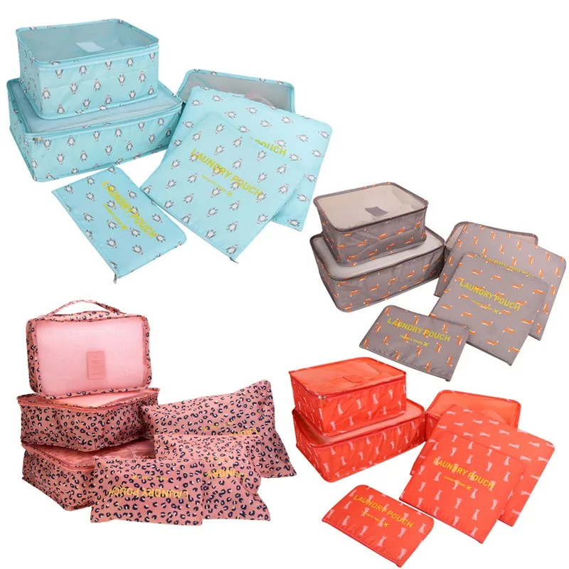 6 Pcs dos desenhos animados portátil Conjunto saco De Armazenamento De Viagem/Duffle Sacos Trave Kits de Higiene Pessoal À Prova D' Água Sapatos Roupas De Armazenamento caixa de Acabamento