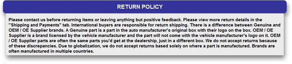 return policy