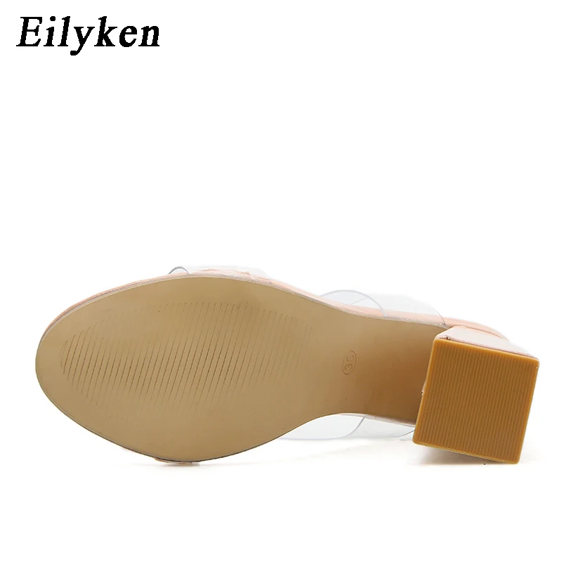 Eilyken/Новинка 2021 года Летние шлепанцы Прозрачная обувь из ПВХ на квадратном