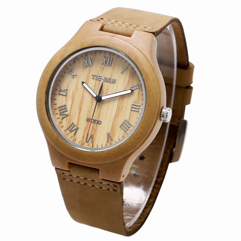 

Nature Maple Wooden Relojes Quartz Men Watches Casual Wooden Dial Case Design Genuine Leather Strap Men Women Wristwatch Brown