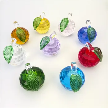 

1Pcs/Lot 3Sizes 10Colors Crystal Faceted Apple Paperweight Glass Paperweight Gifts Crafts Art&Collection Christmas Decoration