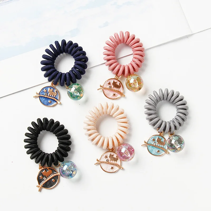 

1 PCS Super Cute Cat Phone Line Hair Rope Candy Color Hair Circle Fashion Girls Hairlines Decorative Hair Band Hair Accessories