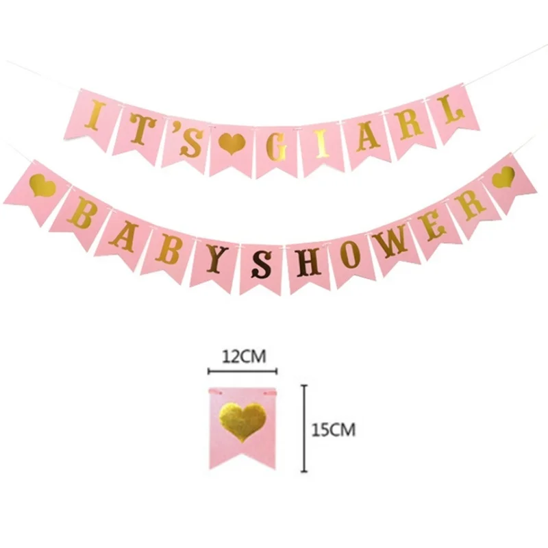 10 шт. розовые белые золотые воздушные шары его девочка/мальчик висящий баннер детская игрушка в ванную крестильное украшение беременность День рождения Part'y - Цвет: girl baby shower