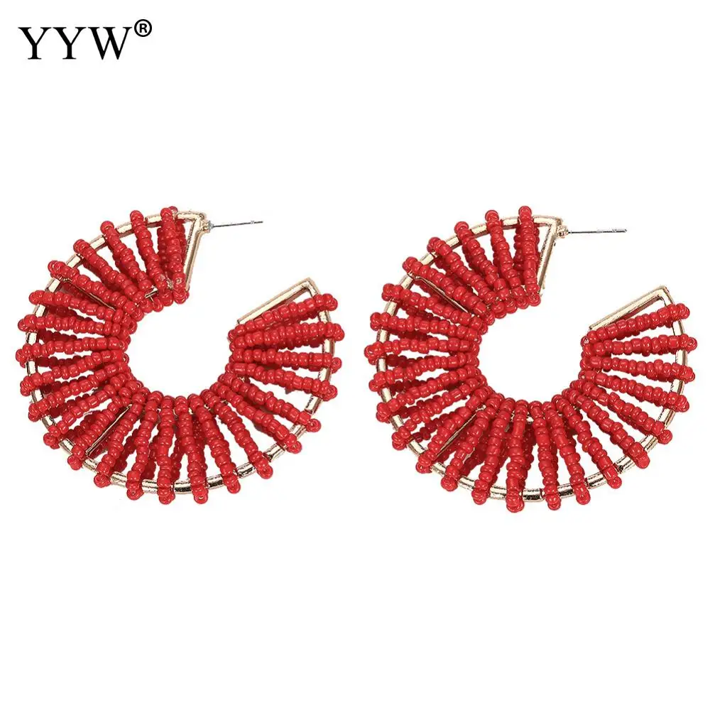 

New Bohemian Wedding Beaded Earrings For Women Girls Colorful Boucle D'Oreille Femme 2019 Handmade Stud Earrings Wedding Jewelry