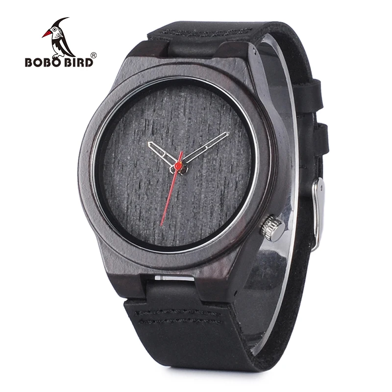 BOBO BIRD L-B10 Men's Red Second Hand Wooden Watch Fashion Ebony Casual Antique Clock as a Gift for Men Customize Watches