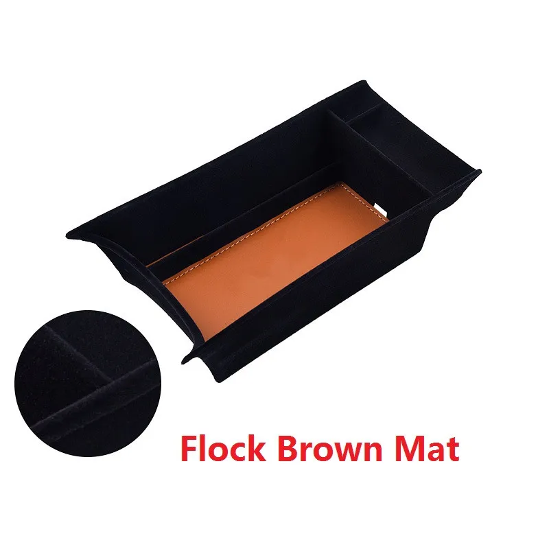 ABS салона коробка для хранения из флока подлокотник Организатор для Mini Cooper Countryman F60 Укладка Уборка аксессуары - Название цвета: Flock brown mat