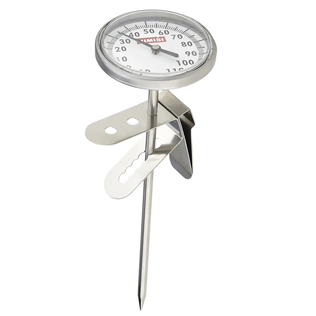 Instant Read Coffee Steamed Milk Frothing Thermometer Timer Stainless Steel Coffee Thermometer for milk pitcher or coffee pot